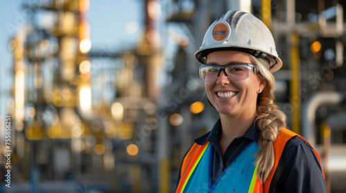 Portrait of Happy Female Engineer at Oil Refinery © Insight