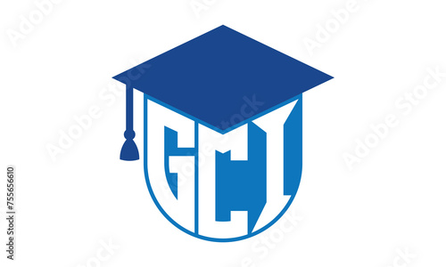 GCI initial letter academic logo design vector template. school college logo, university logo, graduation cap logo, institute logo, educational logo, library logo, teaching logo, book shop, varsity	
 photo