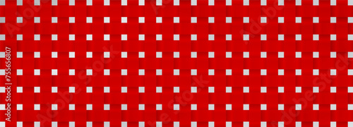 Red Interlacing seamless pattern, Woven pattern. Texture wicker ribbons. Repeating interlacement ribbons for websites, sticker labels, wallpaper, banners, leaflets, cover design, fabric. Vector EPS10. photo