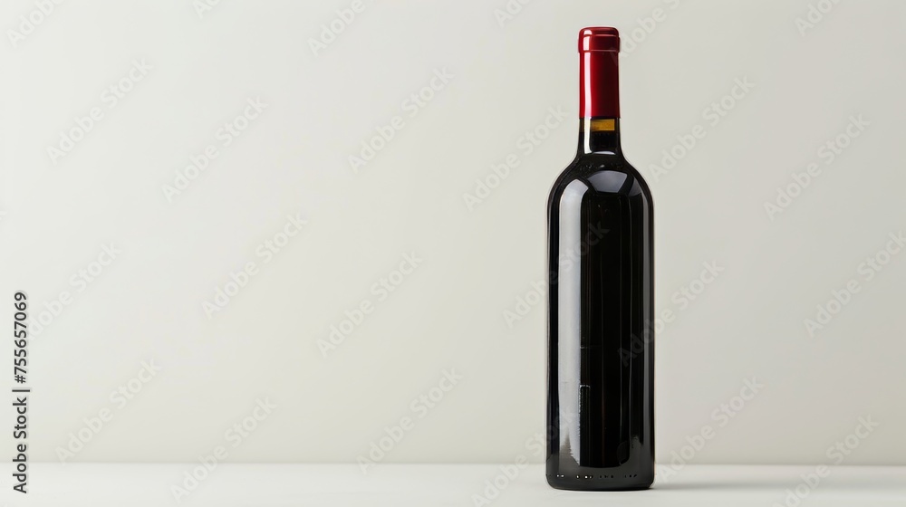 Single red wine bottle isolated on pristine white background for elegant presentation Single red wine bottle isolated on pristine white background for elegant presentation
