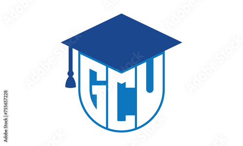 GCU initial letter academic logo design vector template. school college logo, university logo, graduation cap logo, institute logo, educational logo, library logo, teaching logo, book shop, varsity	
