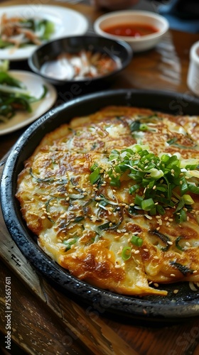 Haemul Pajeon seafood and green onion pancake dipping sauce