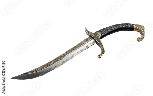 Handcrafted Saudi Arabian Decorative Sword On Transparent Background.
