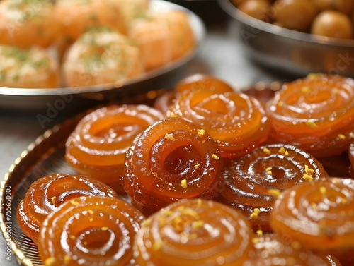 Indian sweets jalebi and gulab jamun festive treats photo