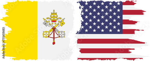 United States and Vatican grunge flags connection vector