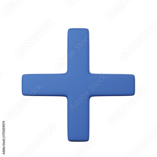 Positive Sum Plus Symbol Signifying Growth and Addition 3D render