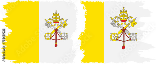 Vatican and Vatican grunge flags connection vector