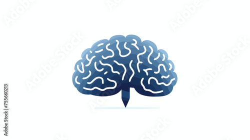 Simple human brain icon white background. flat Vector
