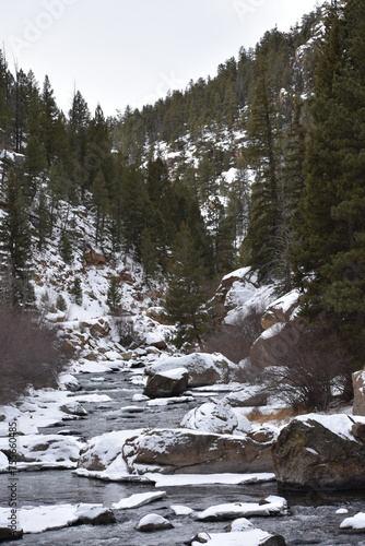 Rocky Mountain River in Winter