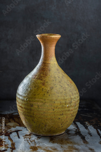 Ceramic Pot on Dark Background: 4K Ultra HD Image