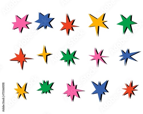 Flat geometric shape colorful retro clipart set vector wallpaper design background