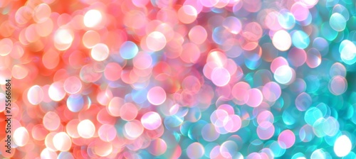 Delicate abstract bokeh background in mint green, peach orange, and white silver colors