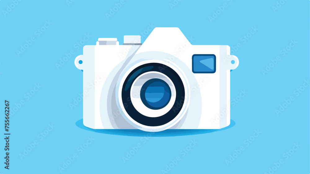 Photo camera icon white isolated on blue background