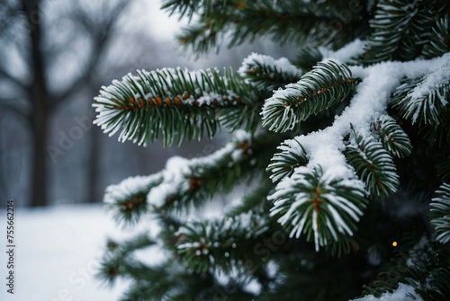 Close Up of Pine Tree With Snow © @uniturehd