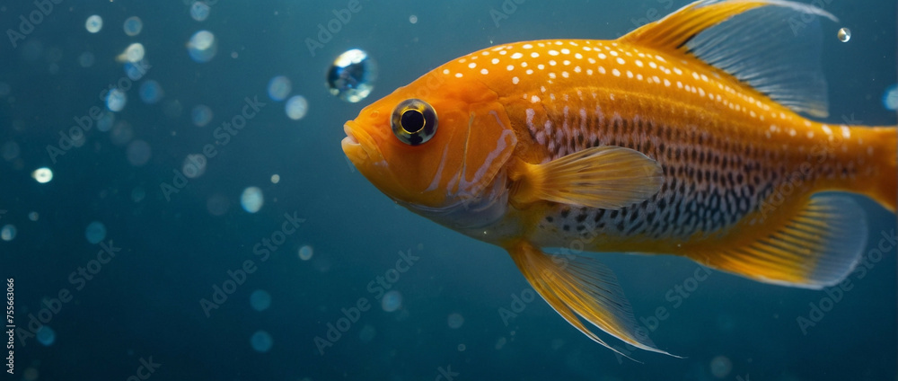 Goldfish Swimming in Aquarium With Bubbles Goldfish Swimming in Aquarium With Bubbles