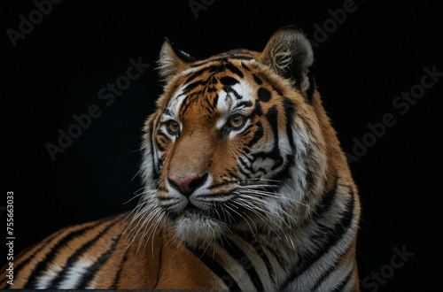 Close Up of a Tiger on a Black Background © @uniturehd