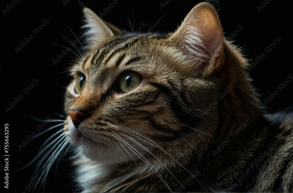 Close Up of a Cat on a Black Background