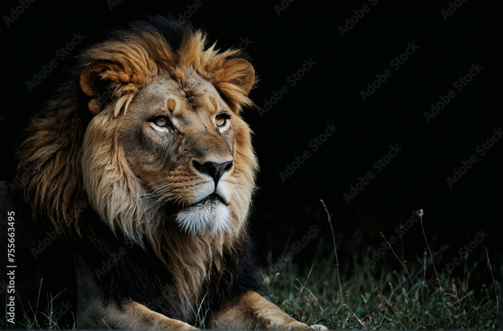 Fototapeta premium Lion Laying Down in the Grass