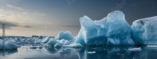 Group of Icebergs Floating on Body of Water photo