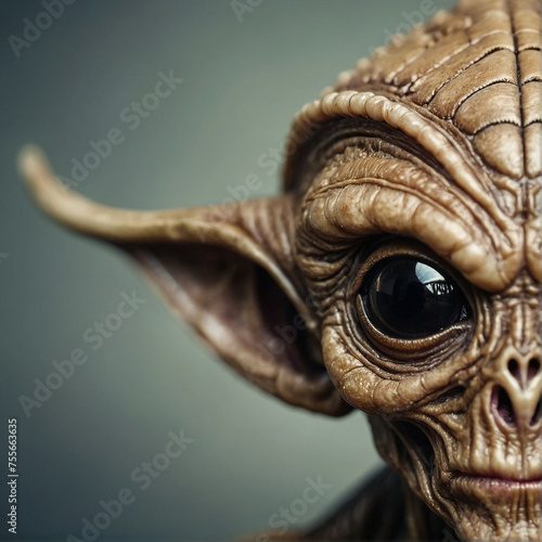 Close Up of Alien Head With Large Eyes