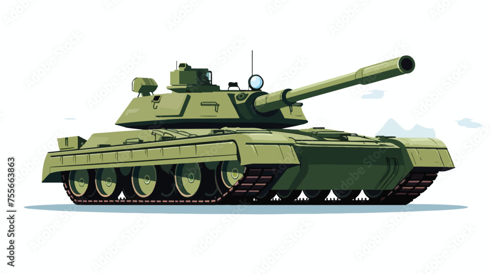 Military green war tank illustration vector on a whi