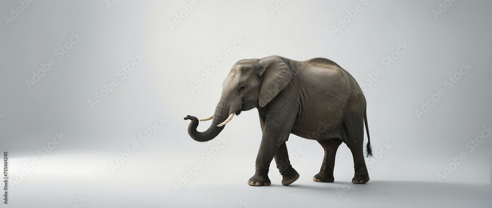 Elephant Standing in White Room