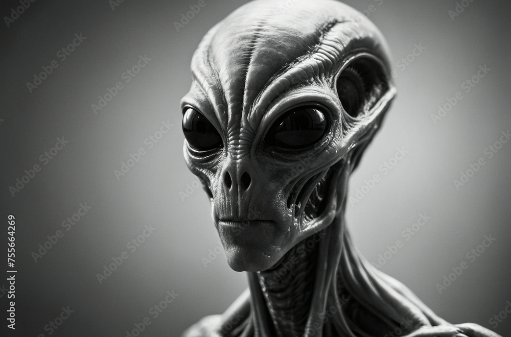 Mysterious Alien in Black and White Mysterious Alien in Black and White