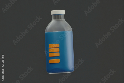 Bottle of Liquid With White Cap on Black Background