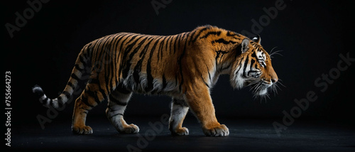 Large Tiger on a Black Background