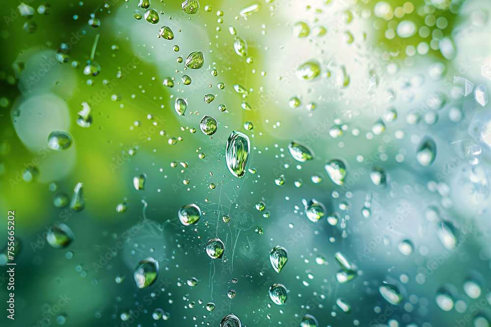 Green small fresh rain solar term background, spring rain natural background material