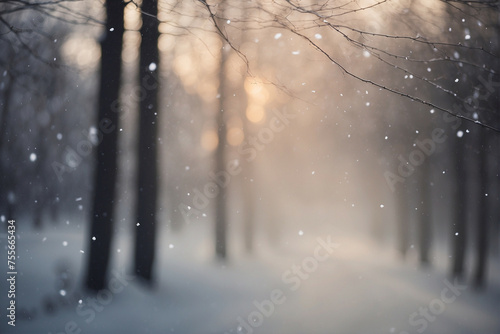 Snowfall at Dusk in a Serene Forest Setting With Soft Winter Light © @uniturehd