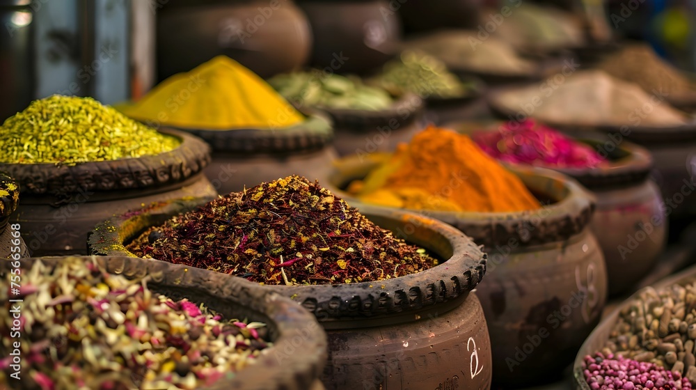 Spice market in Old Delhi colors and scents - obrazy, fototapety, plakaty 