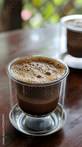 South Indian filter coffee strong and frothy