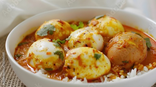 Spicy egg curry home style © Jiraphiphat