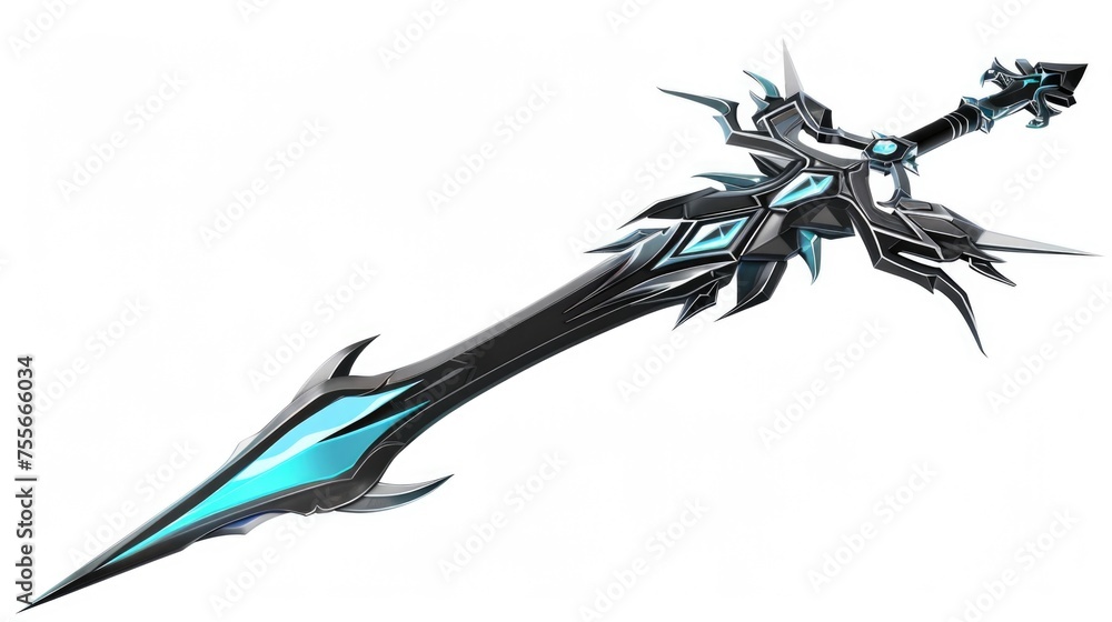 A sword with a blue and black design on it A sword with a blue and black design on it