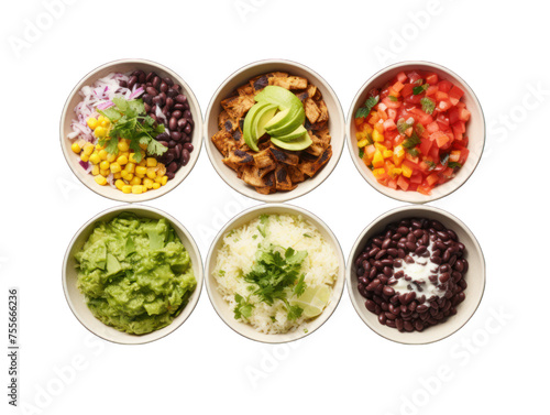burrito bowl collection set isolated on transparent background, transparency image, removed background