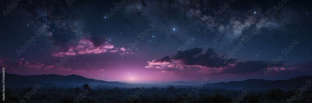 Fototapeta premium Night Sky Filled With Stars and Clouds