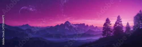 Purple Sky With Mountains