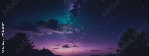 Purple and Blue Sky Filled With Stars and Clouds © @uniturehd