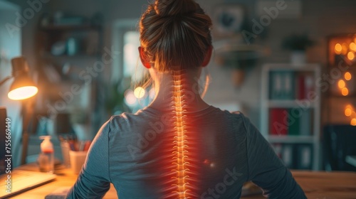 a woman with neck and back pain