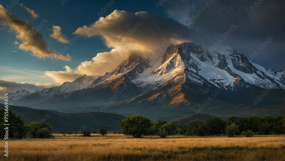 Mountain Covered in Snow