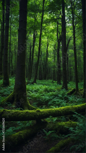 Dense Green Forest Filled With Trees