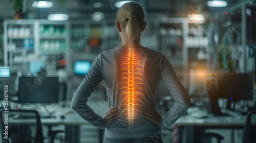 a woman with neck and back pain
