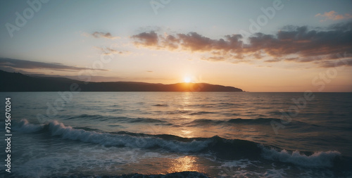 Sun Setting Over Ocean on Cloudy Day