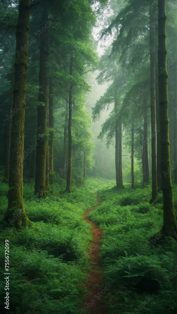 Obraz premium Path Leading Through Lush Green Forest