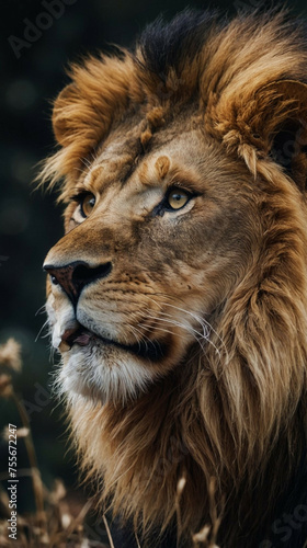 Close Up of a Lion in a Field