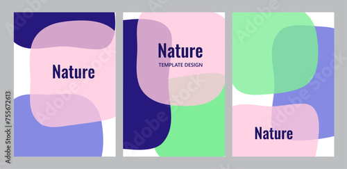 Set of vector illustrations with colorful abstract geometric shapes. Fashionable design templates, modern style. Useful for cover, flyer, poster. Vector