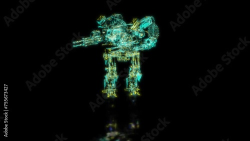 Rendering 3D animation, VISUAL EFFECTS Heuman made sci-fi transformers robot Model on a black background