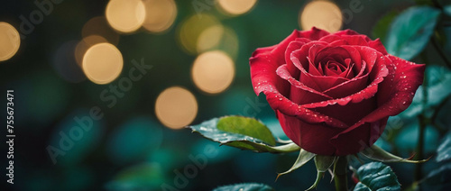 Red Rose Blossom Against a Blurred Background