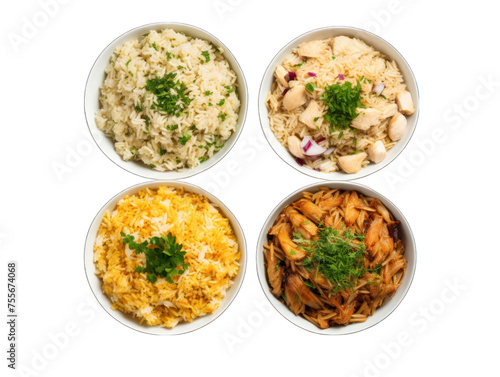chicken rice bowl collection set isolated on transparent background, transparency image, removed background